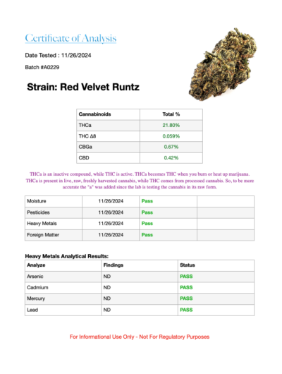 Red Velvet Runtz - Indica Hybrid 7g - Image 3